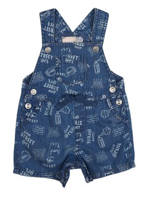 Boys Medium Blue Woven Short Dungaree